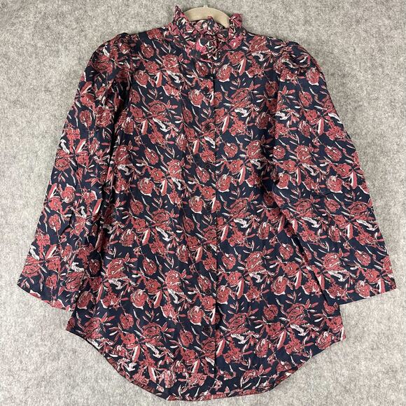 Apiece Apart 100% Silk Top Blouse Womens 2 Marijn Floral Ruffle Artsy Romantic - Picture 1 of 15